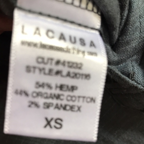 LACAUSA Dali jumpsuit. Utility size XS cropped hemp linen. Plaid. Minimalist - Picture 3 of 8